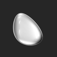 3d chrome liquid shape, metallic fluid bubble isolated on black background. Render of 3d abstract, futuristic metal blob with gradient chrome reflection effect. 3d vector geometric illustration