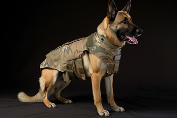 dog in battle suit trendy ,  3d rendering , AI generative  