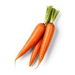 Fresh carrots, top view, isolated on transparent - obrazy, fototapety, plakaty