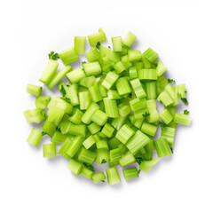 Celery stalks top view isolated, transparent