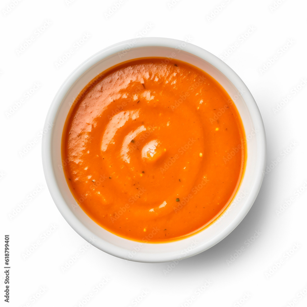 Poster Buffalo sauce, top view in. a white bowl, Transparent - Posters