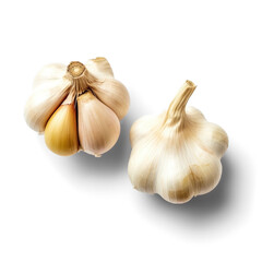Obraz premium Garlic, isolated on Transparent, top view,