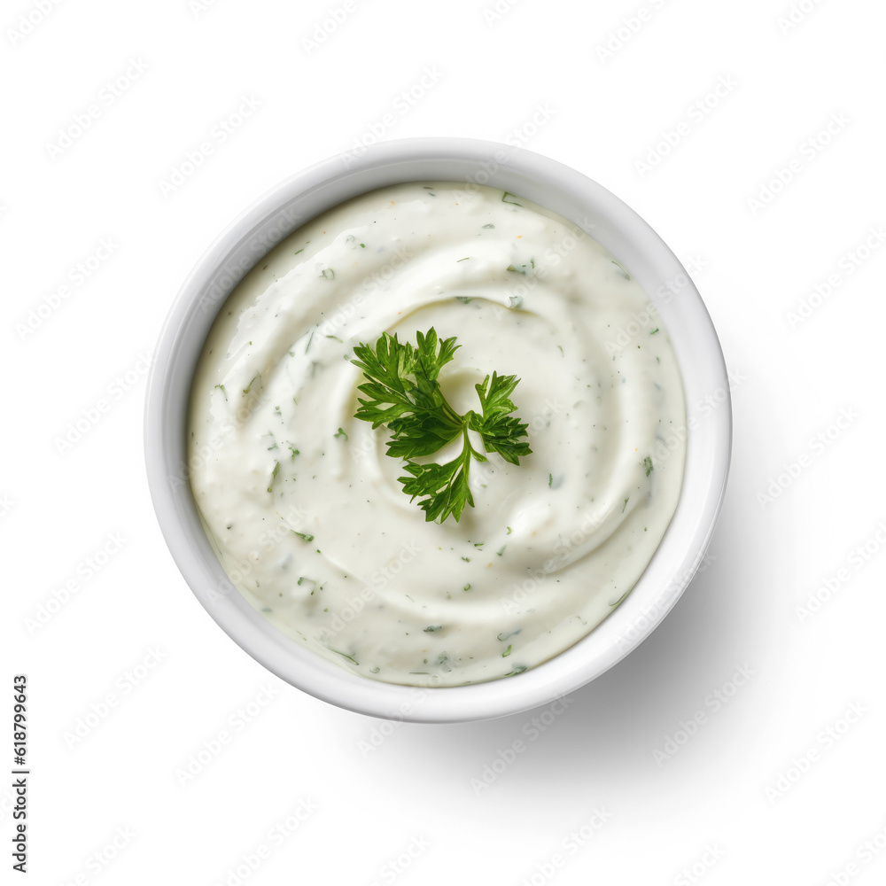 Poster ranch dressing top view isolate on transparent background