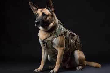 dog in battle suit