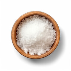Fototapeta na wymiar Salt in a bowl top view, isolated, transparent