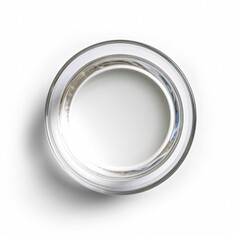 White vinegar in a glass top view, Transparent