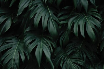 Naklejka na ściany i meble Tropical green background with leaves