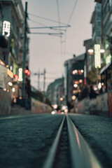Kadıkoy tram road details at night