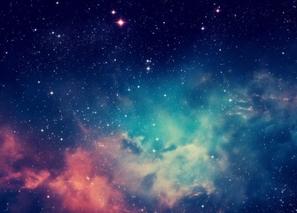 Fototapeta premium Blue night sky milky way and star on dark background. Universe filled, nebula and galaxy. Generative AI.