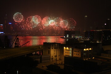 Fuegos artificiales en Hong Kong durante el año nuevo chino de 2008