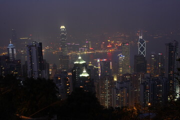 Obraz premium Viaje a Hong Kong, fotos tomadas de noche en la ciudad 