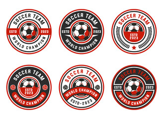 Set of soccer Logo or football club sign badge. Football logo with shield background vector design collection - obrazy, fototapety, plakaty