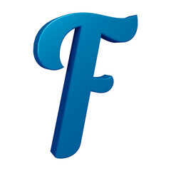 3D blue alphabet letter f for education and text concept