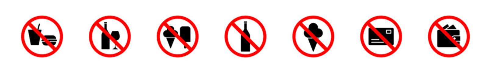 Forbidden or prohibited sign. No sign icon set. Forbid badge collection. EPS 10