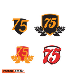 Icon vector graphic of seventy five shield logo letter number