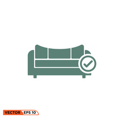 Icon vector graphic of sofa approval