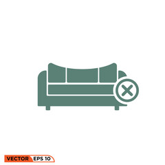 Icon vector graphic of sofa unapproval