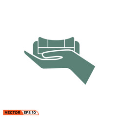 Icon vector graphic of sofa hand