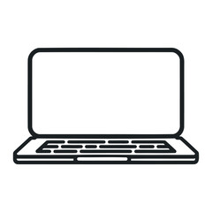 Hand drawing of a laptop. Perspective view. Icon