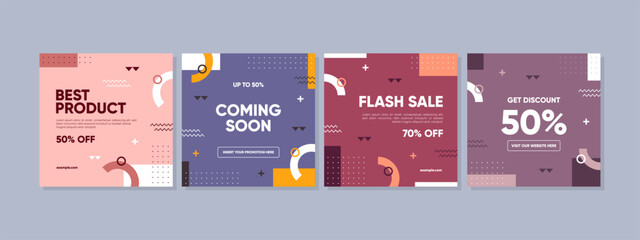 Trendy abstract square promotion sale template with geometric concept. Able to use for social media posts, mobile apps, banners design, web or internet ads.