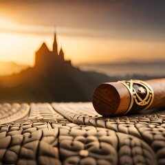 Cigarette on the floor in front of the castle