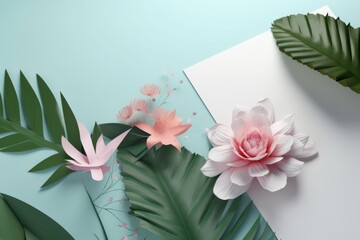 postal letter decorated with flowers. mockup generative ai.
