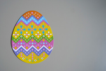 Children's Easter craft. Child's drawing of Easter eggs on white background.