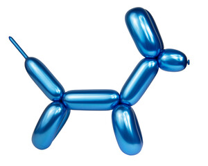 Blue bright balloon dog isolated on the white