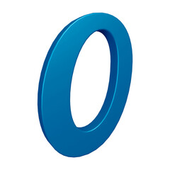 3D blue alphabet letter o for education and text concept