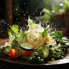 Falling Salad on a Plate