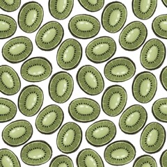 Seamless pattern with cartoon kiwi. Flat colorful ornament. hand drawing. design for fabric, textile, print, wrapper