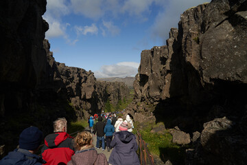 Continental divide in Thingvellir Iceland