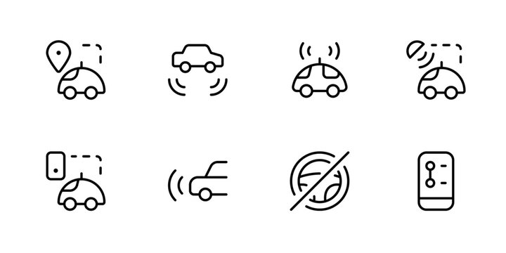 Smart car icon. automatic car vector illustration. linear Editable Stroke. Line, Solid, Flat Line, thin style and Suitable for Web Page, Mobile App, UI, UX design.