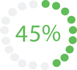45 % percent loading circle suitable for ui and ux designs in green dotted style