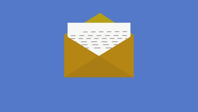 Animated  opened envelope. Mail reveal notification animation