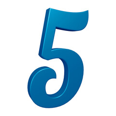 3d blue number 5 design for math, business and education concept 