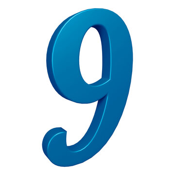 3d blue number 9 design for math, business and education concept 