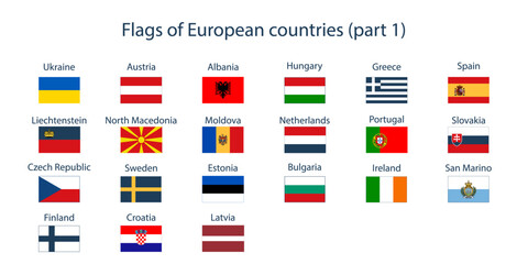 Flags of the countries of the world. Flags of European countries, part 1. Geography, atlas, world, travel