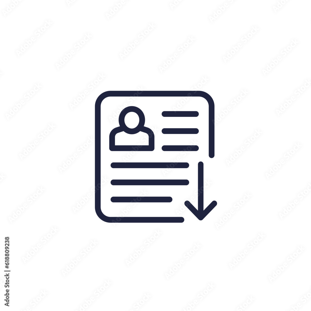 Poster export profile or personal data line icon