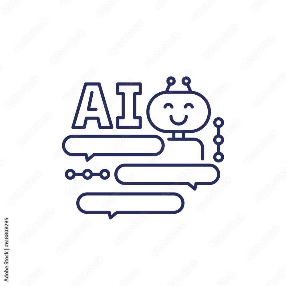 Poster ai chat bot icon, artificial intelligence line vector