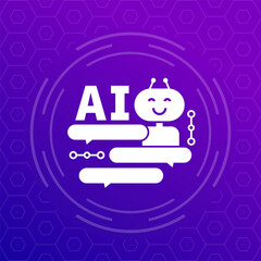 AI chat bot icon, Artificial intelligence vector