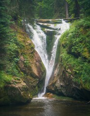 Waterfall Szklarki - Giant Mountains, Poland - obrazy, fototapety, plakaty