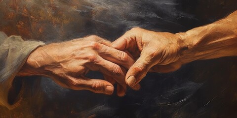 close up of an old person shaking hands