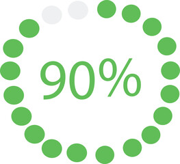 90 % percent loading circle suitable for ui and ux designs in green dotted style