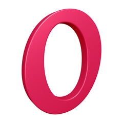 3D pink alphabet letter o for education and text concept