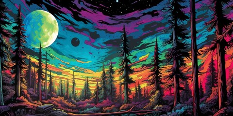 artistic wallpaper colorful forest 