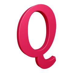 3D pink alphabet letter q for education and text concept