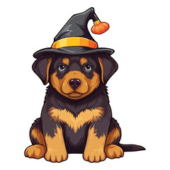 Pawsome Halloween Companion: Cute Rottweiler Dog in Festive Attire