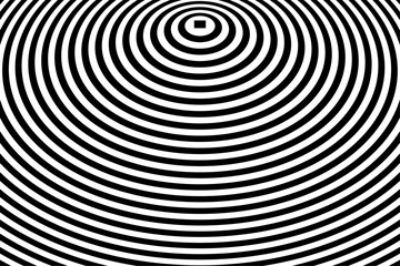 Concentric Rings Pattern. Oval Striped Lines Texture. Abstract Geometric Black and White Background.