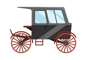 Carriage cartoon. Vintage transport with old wheels. Antique transportation of royal coach, chariot or wagon for traveling. Cab - wedding carriage. Retro cart icon design